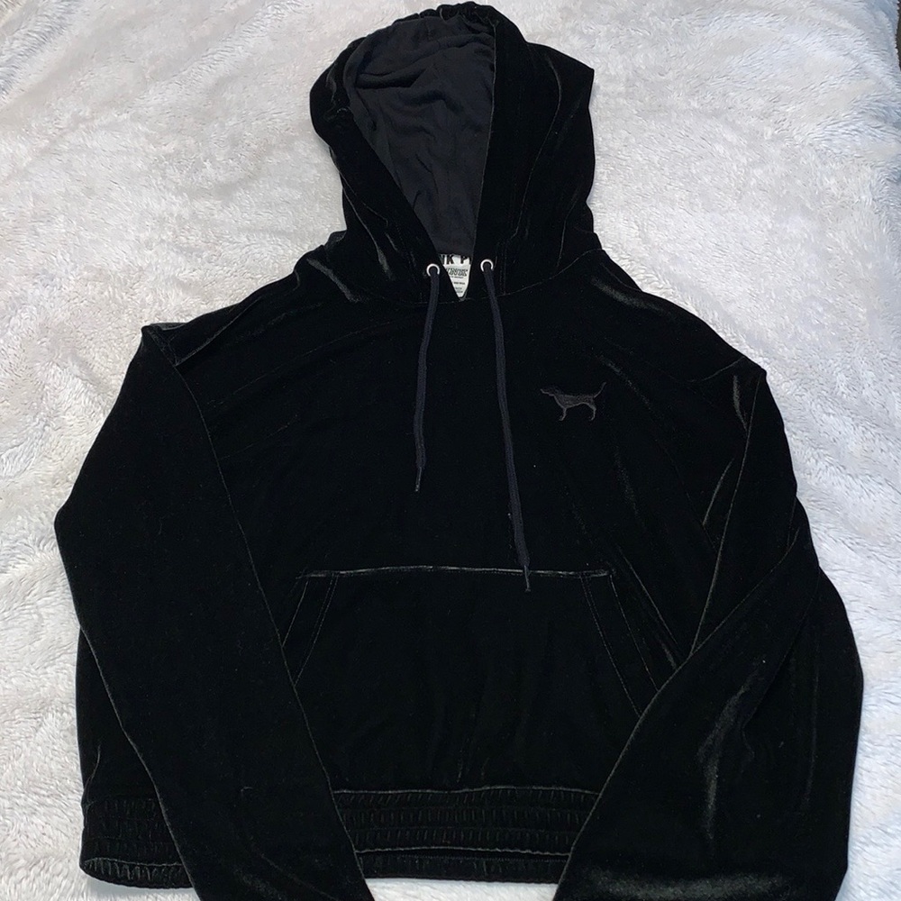 PINK VICTORIA’S SECRET Velvet Green Cropped Hoodie
